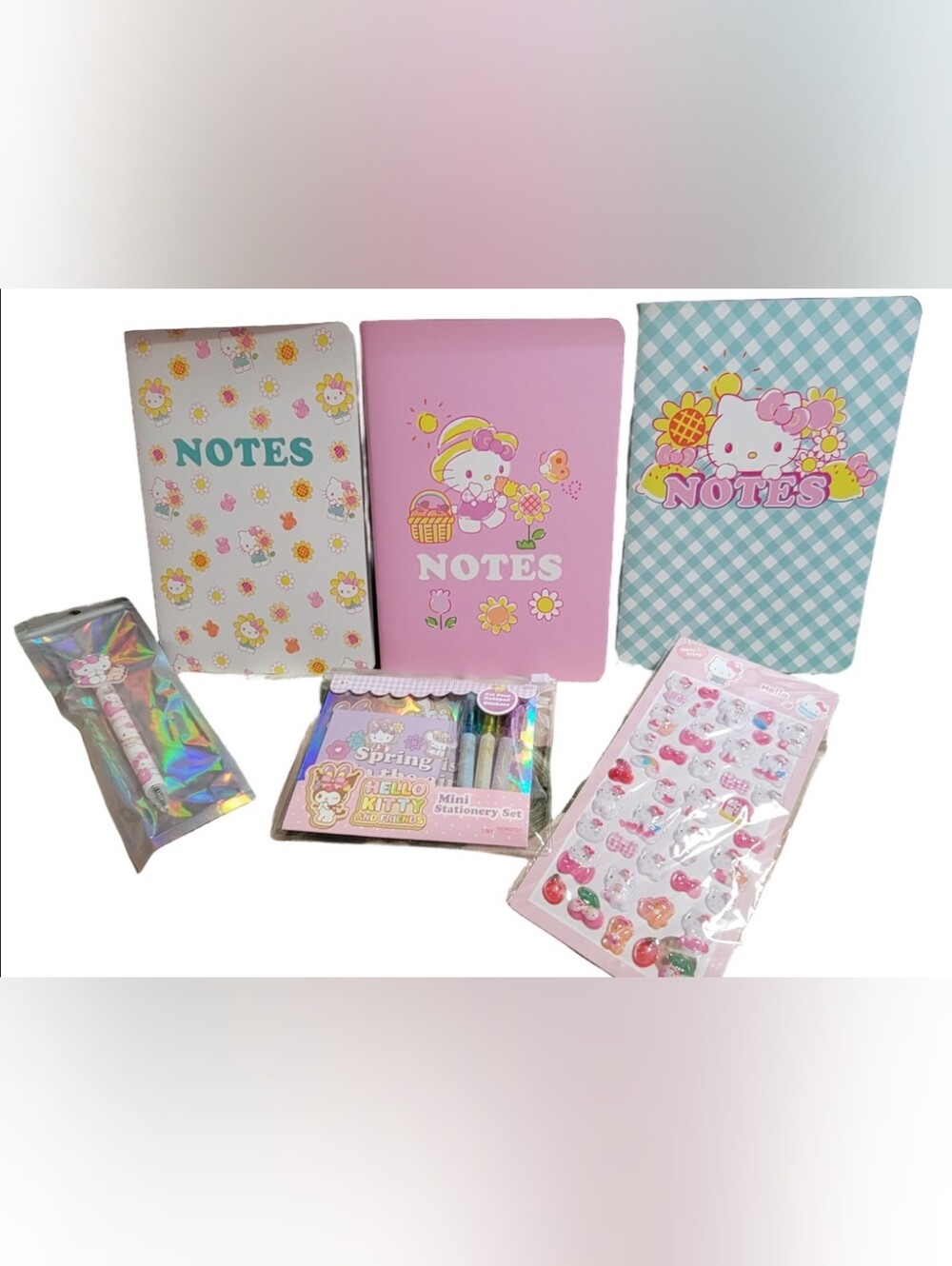 Hello Kitty Pastel Notebook & Stationery Set in Pink, Teal & White